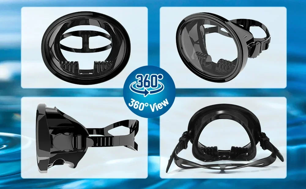 Oval Spearfishing Mask Classic Retro Panoramic View Goggles