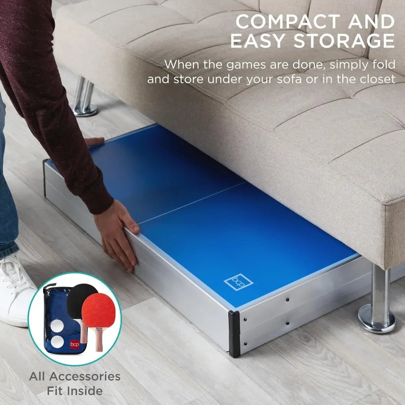 Best Choice Products 6x3ft Portable Ping Pong Table, Mid-Size Folding Indoor Outdoor Table Tennis w/ 2 Paddles, 4 Balls