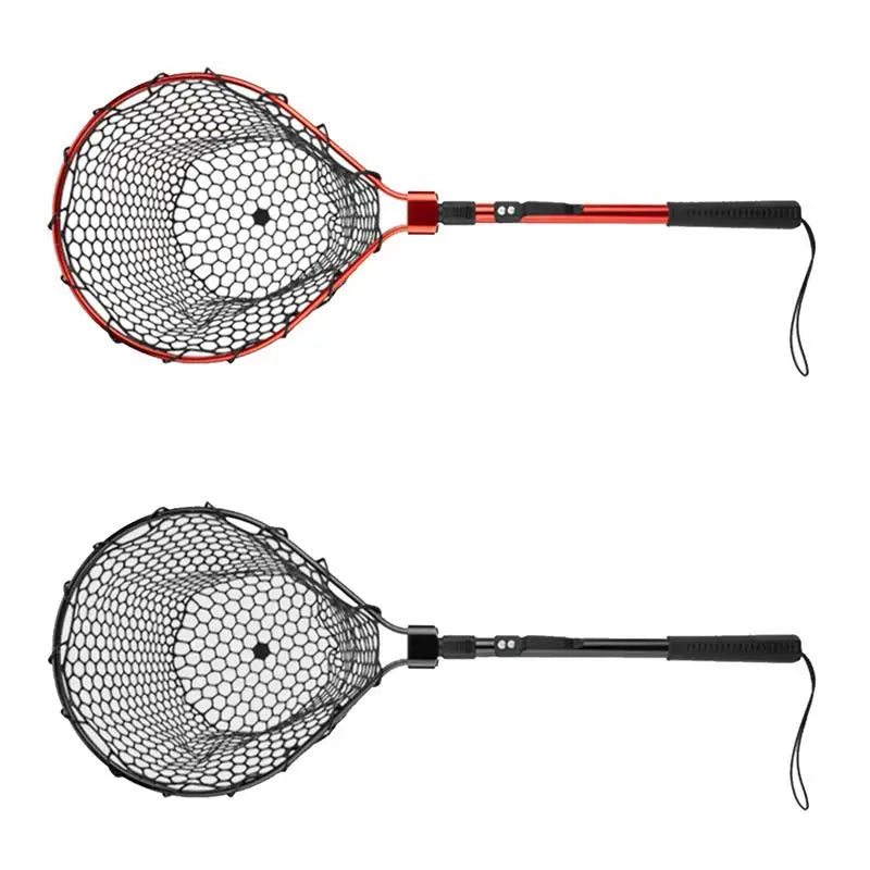 Fishing Net With Handle Telescoping Fishing Landing Net Portable Silicone Mesh Folding Fish Hand Net Fishing Gear Accessorie