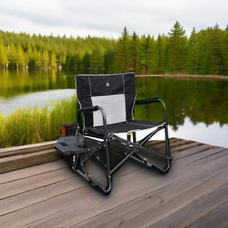 GCI Outdoor Freestyle Rocker XL with Side Table Camping Chair | Portable Folding Rocking Chair with Solid, Durable Armrests