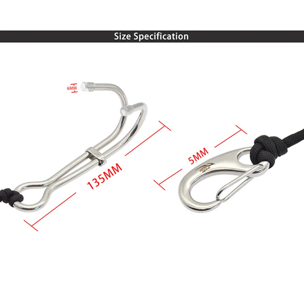 Double Head Diving Drift Reef Hook Stainless Steel Lanyard