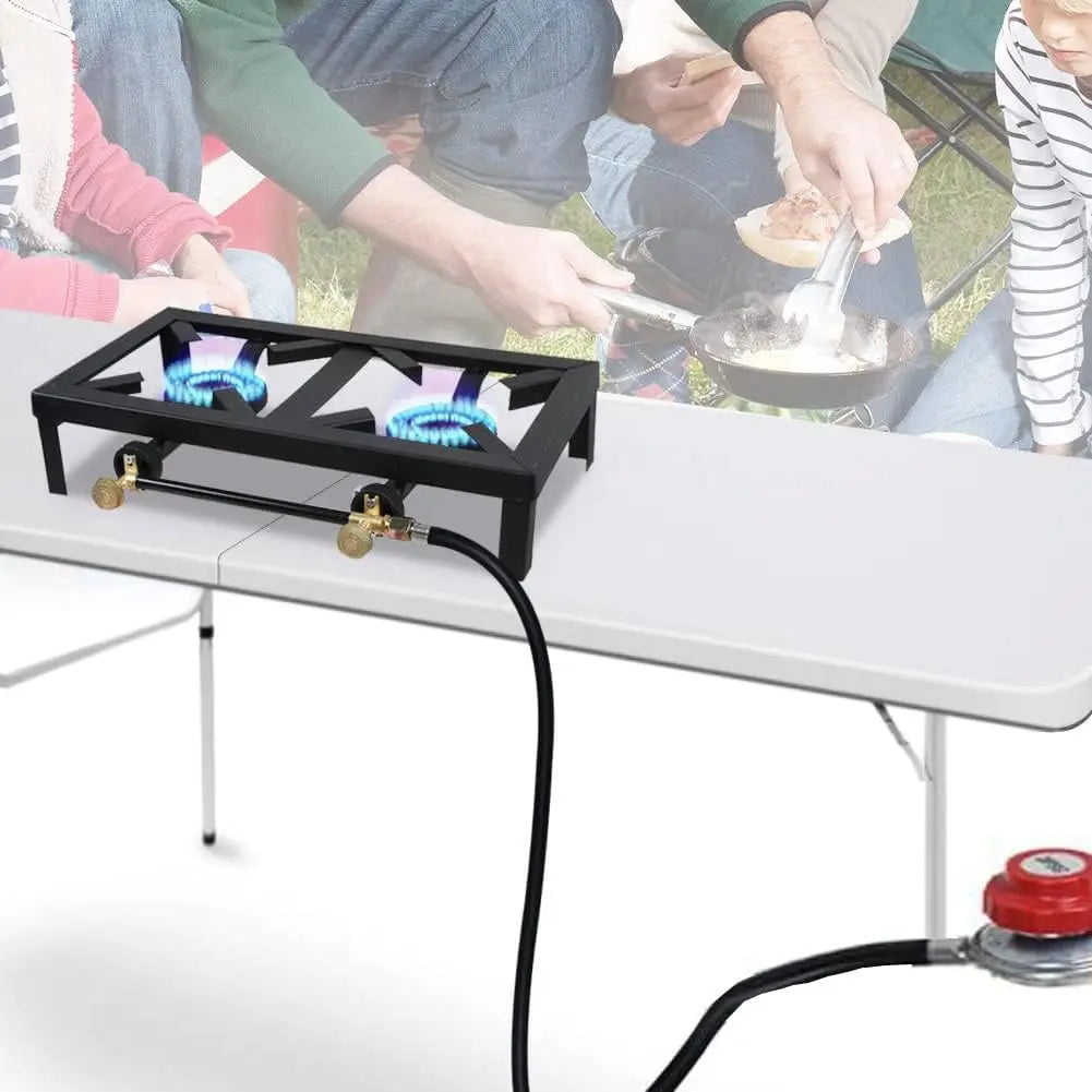 Cast Iron Double Burner Portable Outdoor Camp Stove Propane