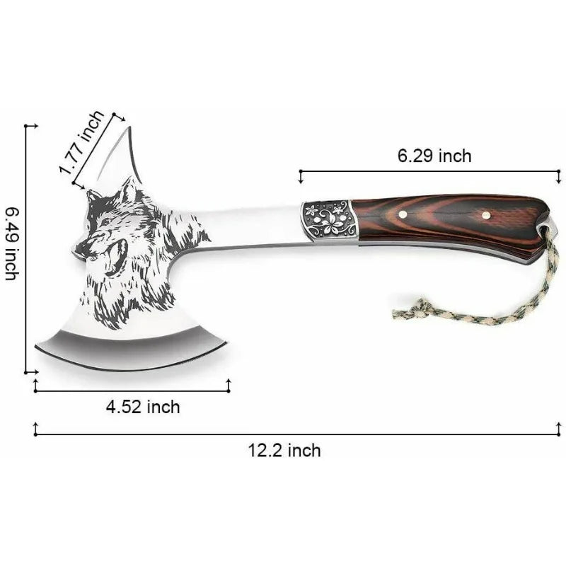 High Hardness Stainless Steel Survival Axe Multi-function Outdoor Camping Tactical Wolf-head Axe Hunting Tools Portable Tomahawk