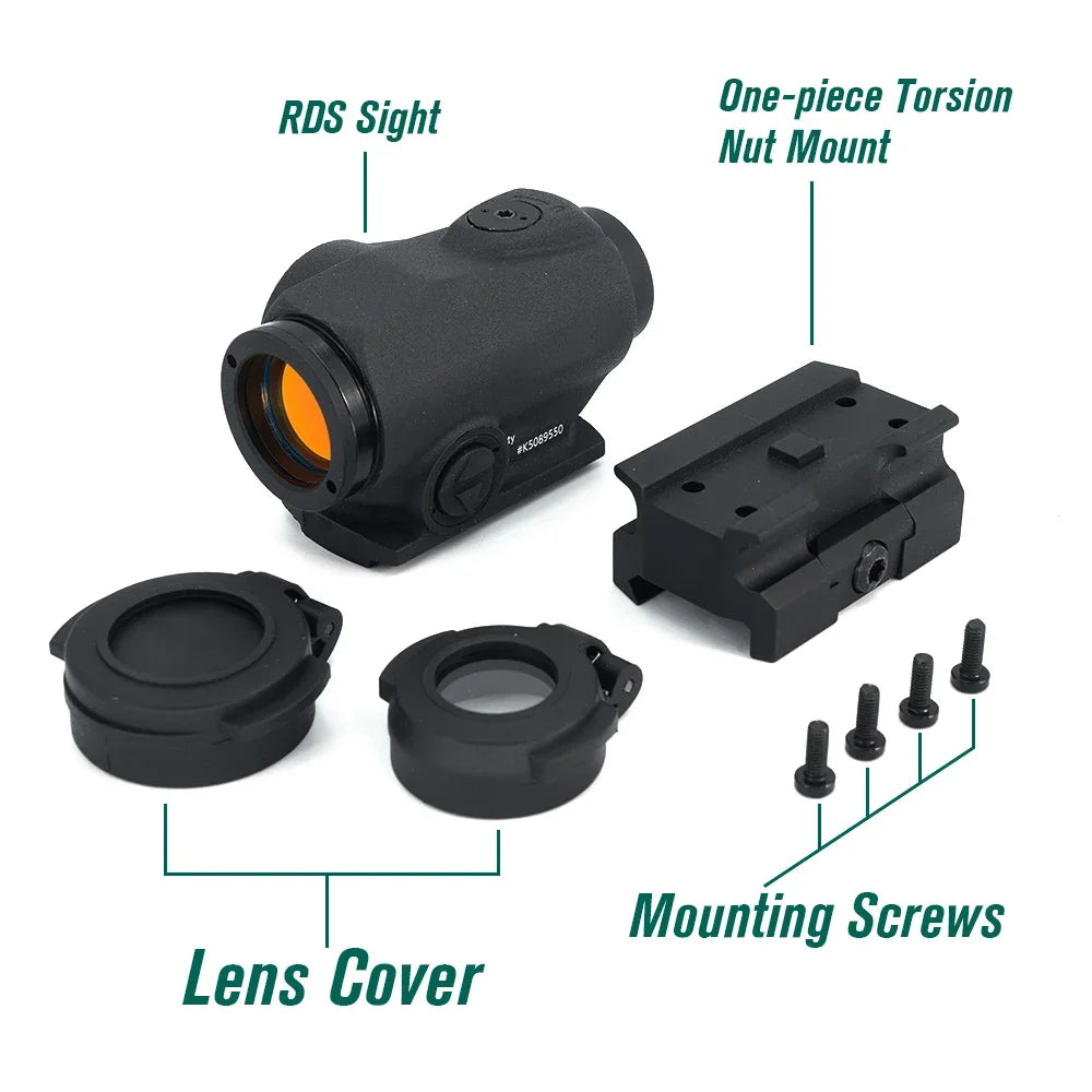 RAF Tactical RDS 2MOA Red Dot Reflex Sight for Hunting Airsoft With 39 mm One-piece TNP Mount And Original Markings