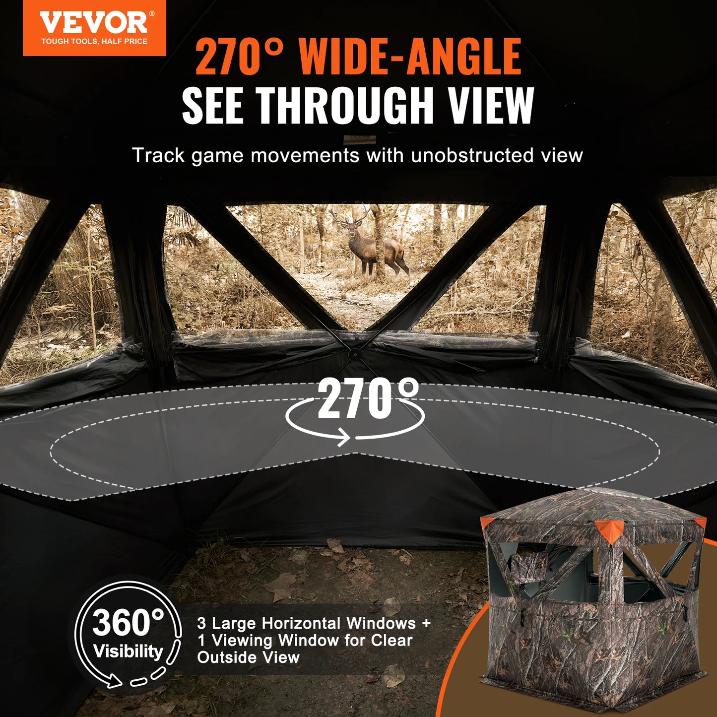 VEVOR Hunting Blind See Through Ground Blind 2 3 Person