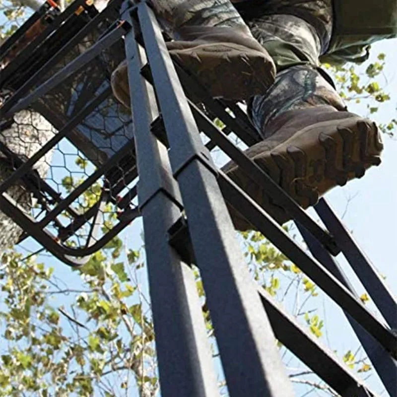 20" Tall Tree Stand, Single Steel Ladder with Adjustable Padded Shooting Rail and Flip-Back Footrest, for Big Game & Hunting