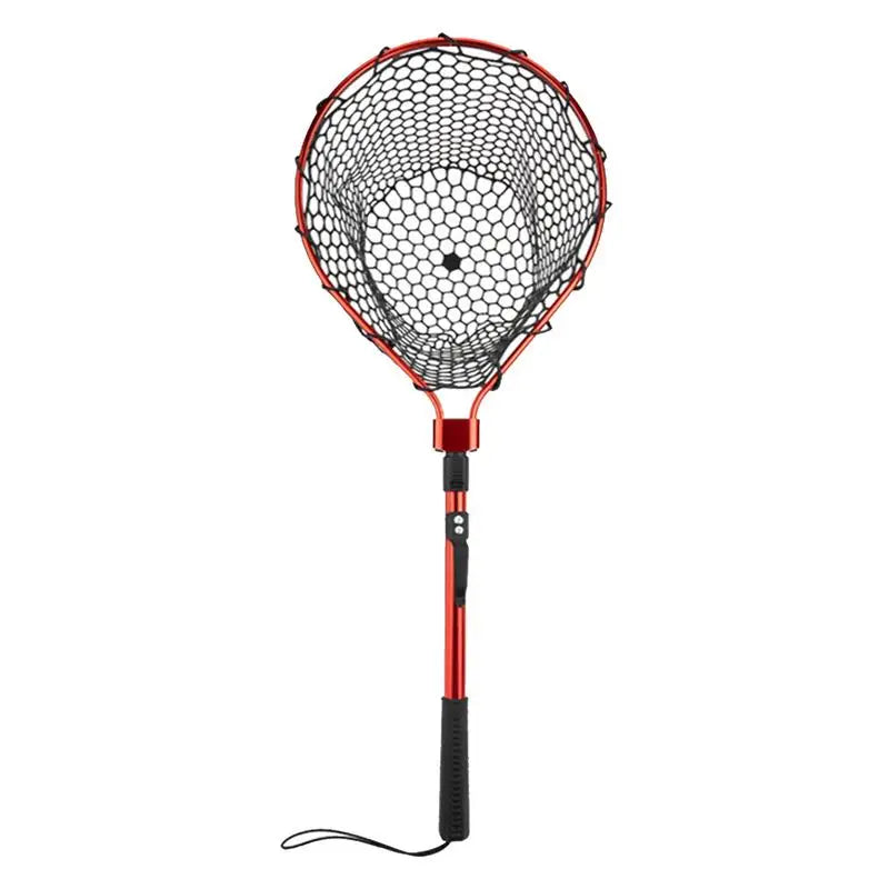 Fishing Net With Handle Telescoping Fishing Landing Net Portable Silicone Mesh Folding Fish Hand Net Fishing Gear Accessorie