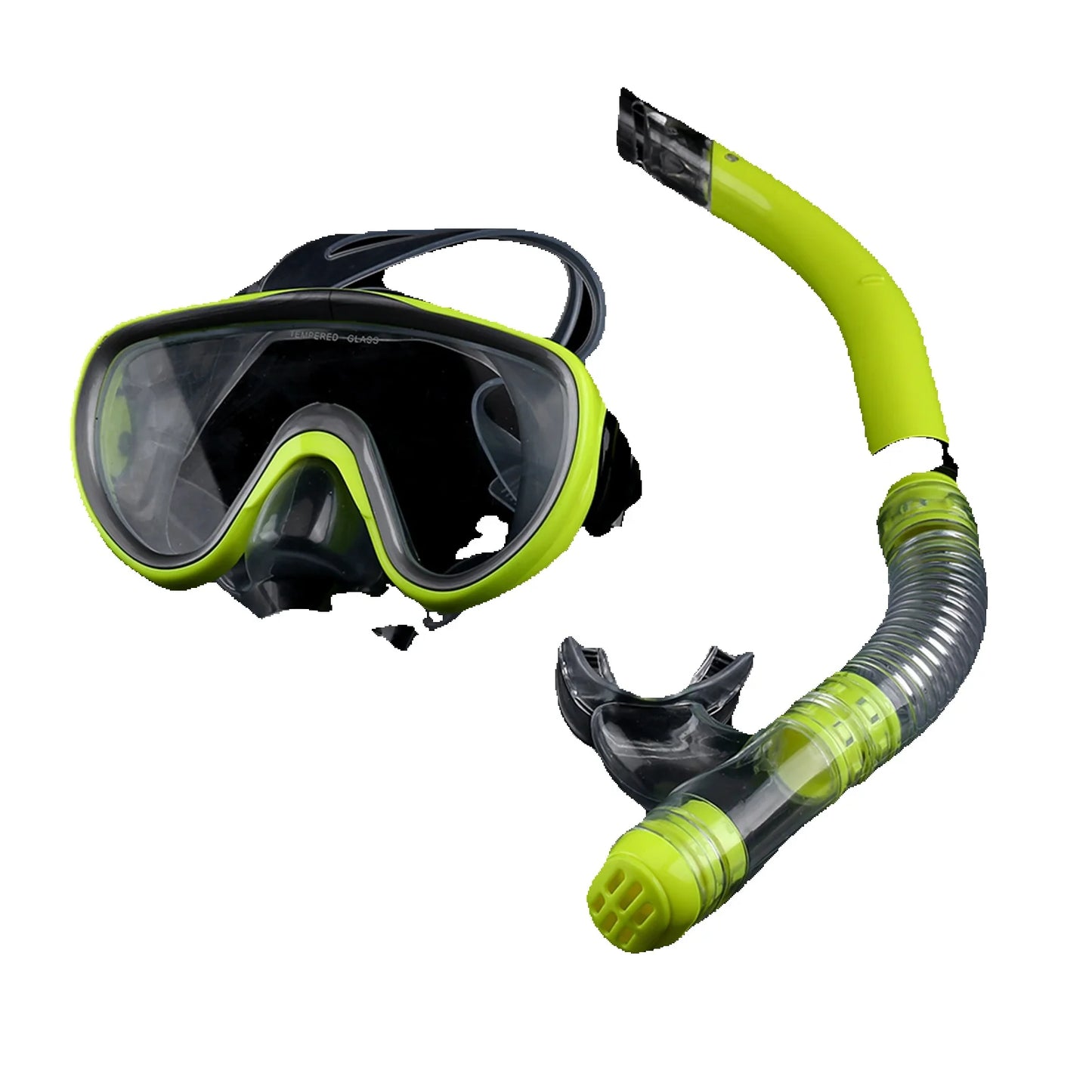 Diving Tempered Glass Snorkel Set Full Dry Breathing Tube