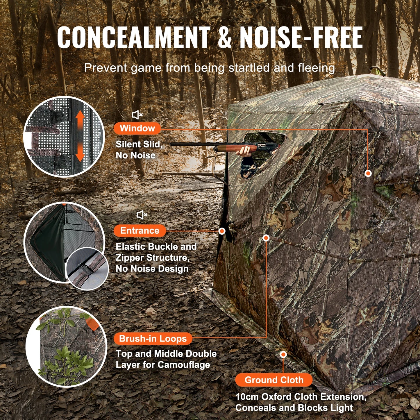 VEVOR Hunting Blind 270° See Through Ground Blind 4-5 Person Pop Up Deer Blind for Hunting Portable for Turkey and Deer Hunting