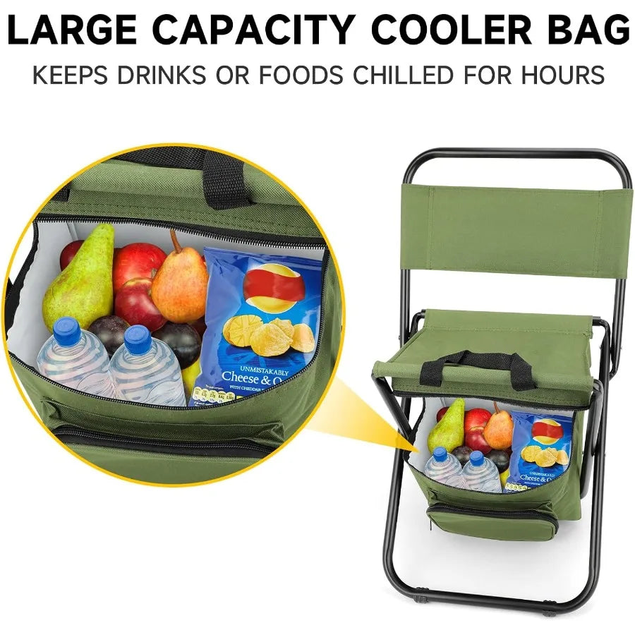Fishing Chair with Cooler Bag Lightweight Foldable Backpack Camping Stool for Outdoor Fishing Hunting Gear Portable Insulated C