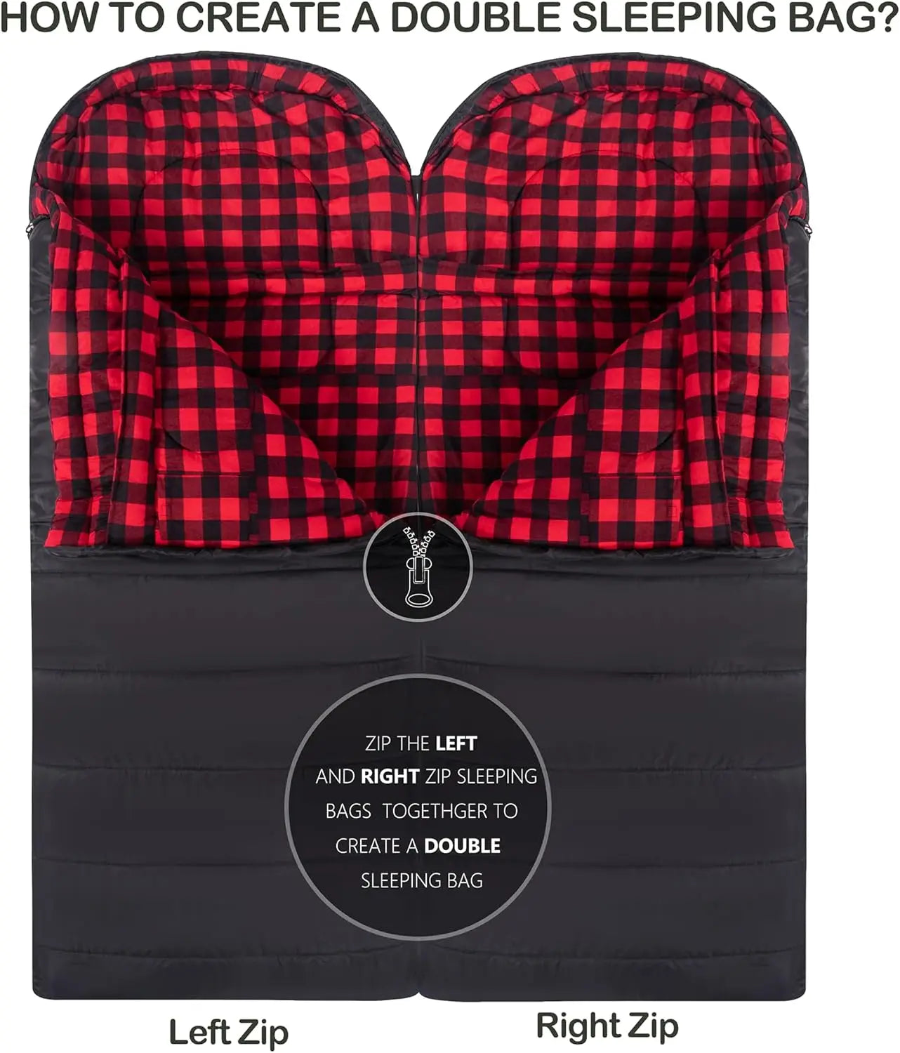 0 Degree Sleeping Bag 100% Cotton Flannel XXL for Adults Big and Tall Cold Weather Winter Zero Degree Camping,Free Compression