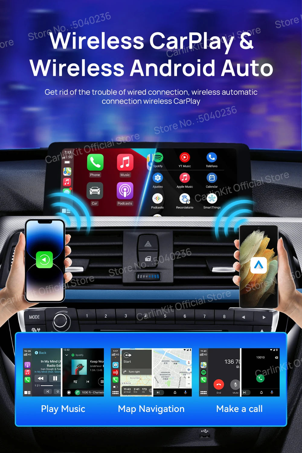 CarlinKit Car Intelligent Systems Wireless Android Auto Wireless CarPlay Smart TV Box For Netflix IPTV Android 13 CarPlay Ai Box