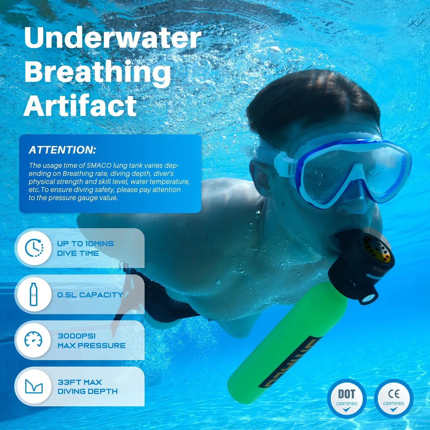 Scuba Mask With Air Tank System Full Face Premium Kit 0.5L