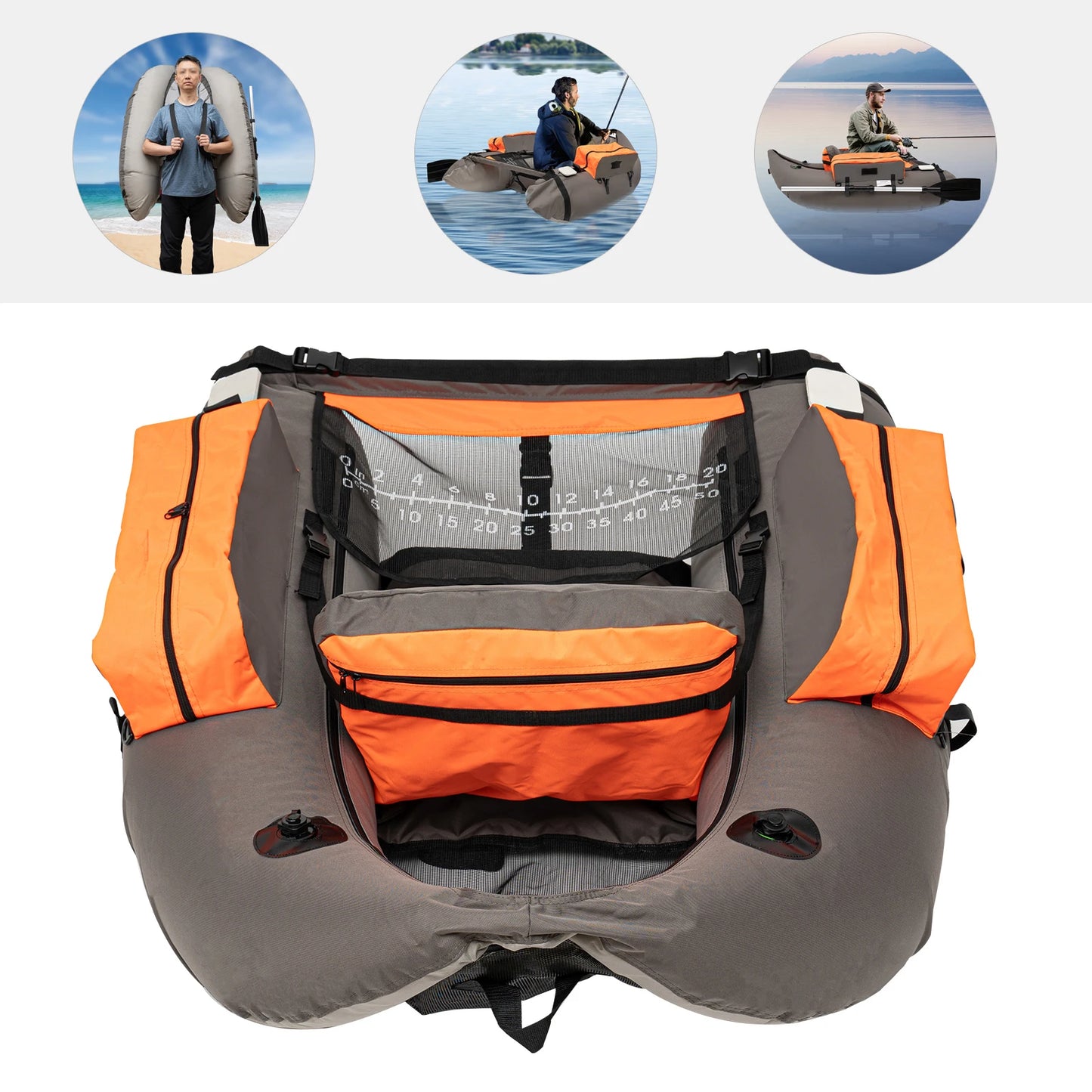 Inflatable Fishing Float Tube Portable Boat With Backrest