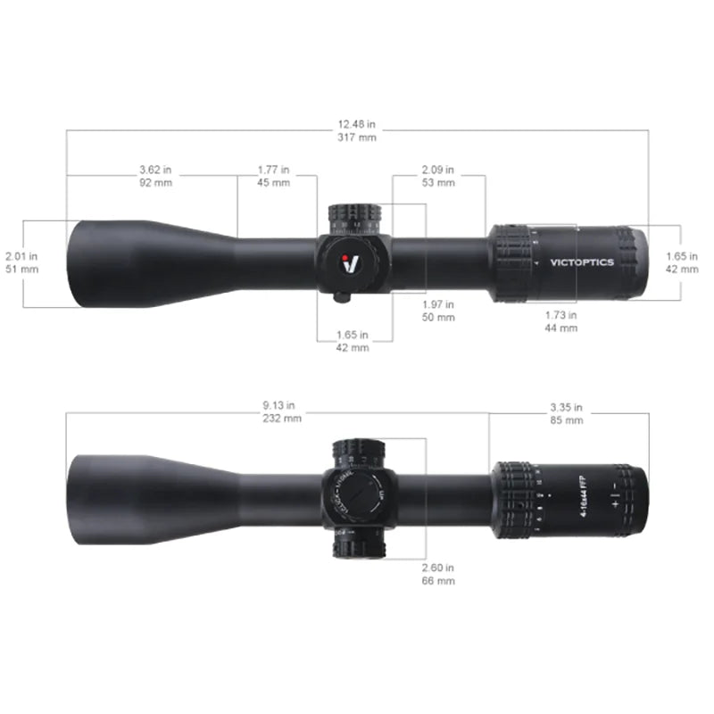 VictOptics S4 4-16x44 FFP Riflescope Airsoft Sight Edge-to-Edge Image For Airgun Airsoft Benchrest Shooting For .223 5.56 AR15