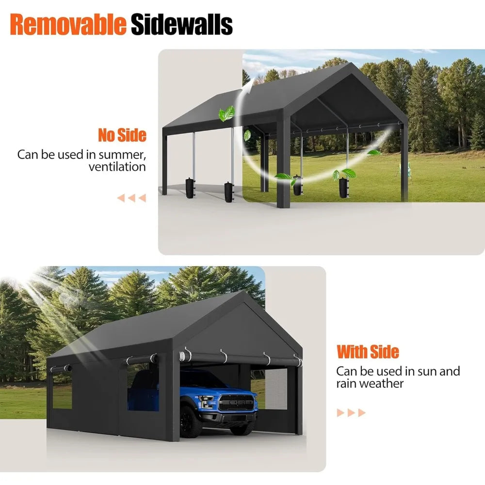12x20 Heavy Duty Carport Portable Garage Roll Up Windows