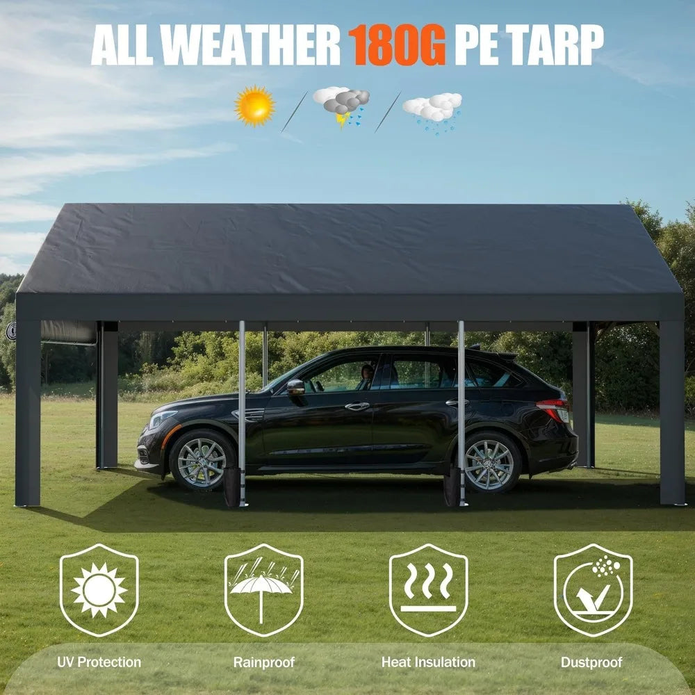 12x20 Heavy Duty Carport Portable Garage Roll Up Windows