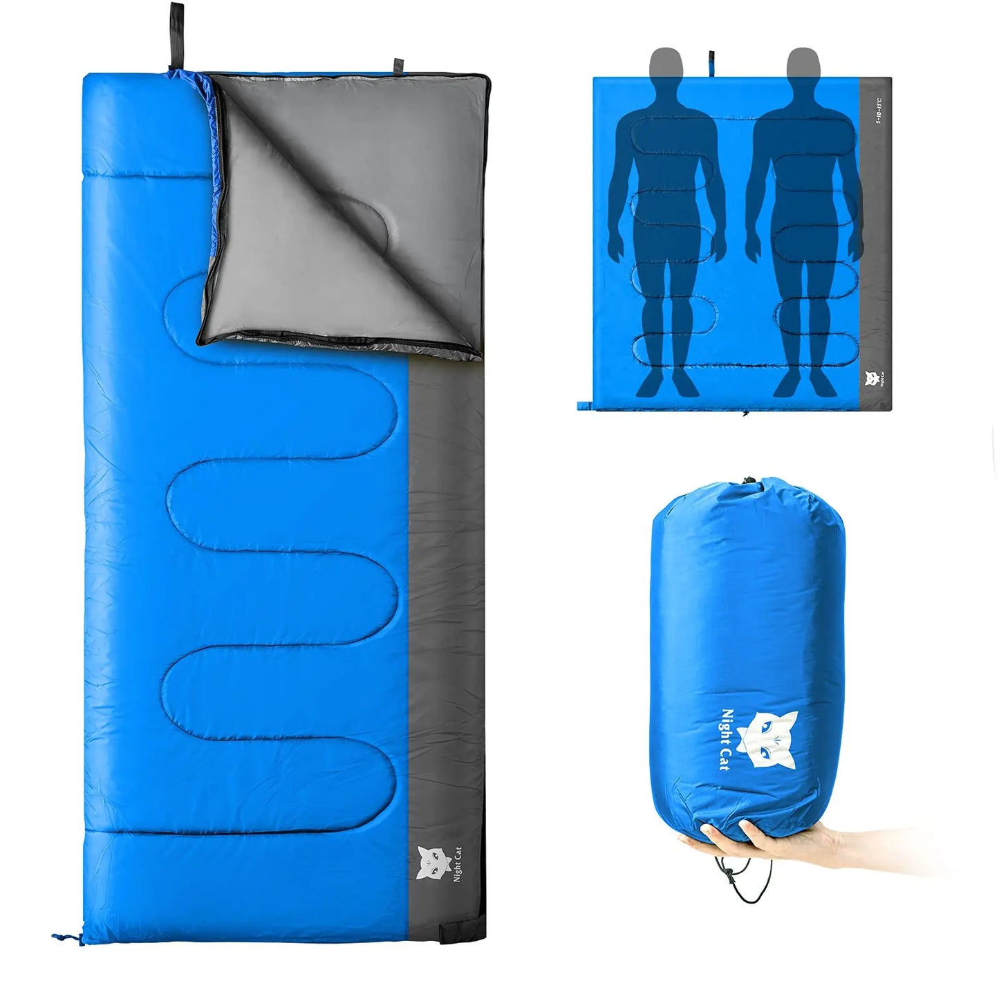 Camping Sleeping Bag Portable Lightweight Hiking Travel Outdoor 1-2 Person, 2x6 Feet