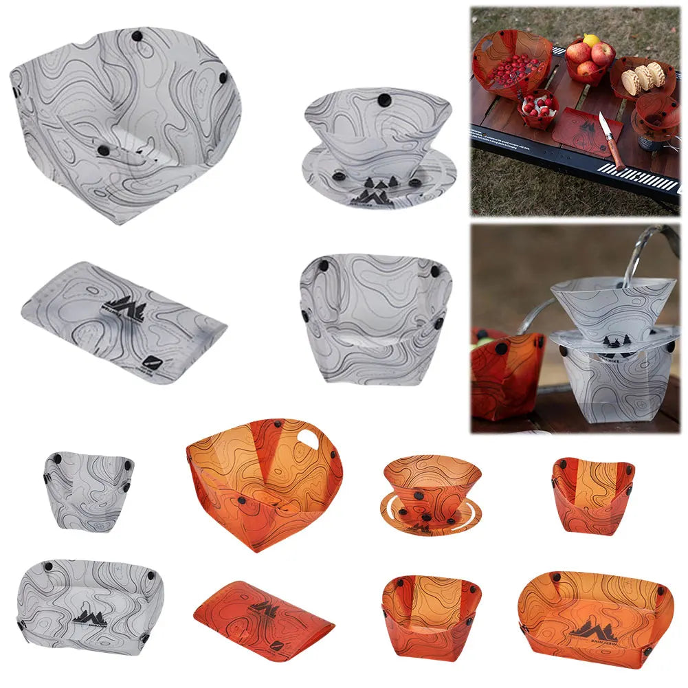 Lightweight Folding Tableware Space Saving Ultra Light Tableware Set Foldable Dinnerware Set for Camping Hiking