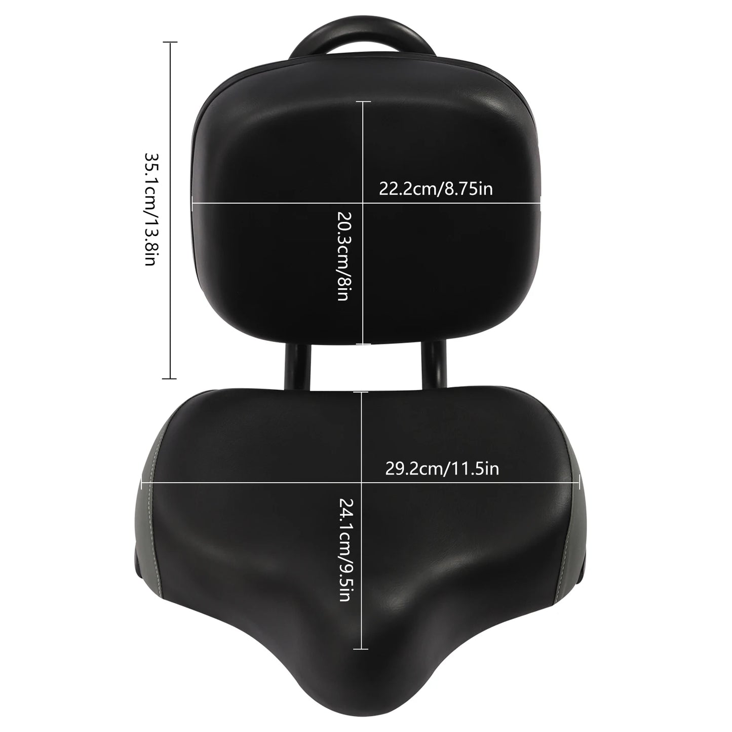 Back Cushion With Saddle & Frame Adjustable Back Cushion Bicycle Tricycle Saddle Seat Comfortable Riding Black