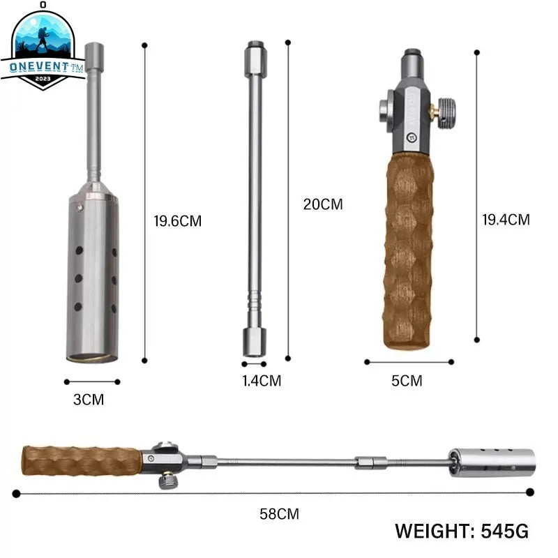 Wood Handle Removable Three-stage Gas Burner Gun Outdoor Camping Torch Cooking Bbq Igniter Cassette Gas Tank Highpower Flame Gun