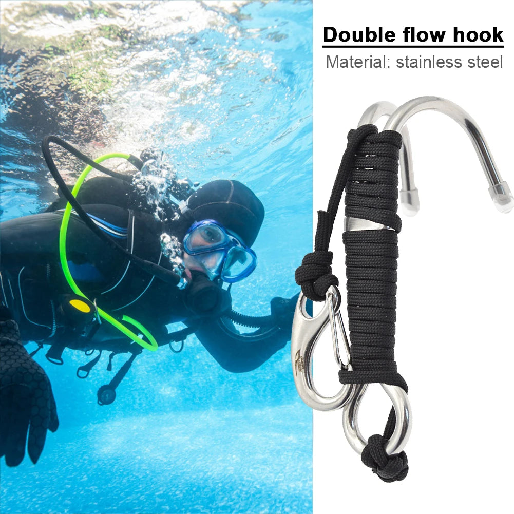 Double Head Diving Drift Reef Hook Stainless Steel Lanyard