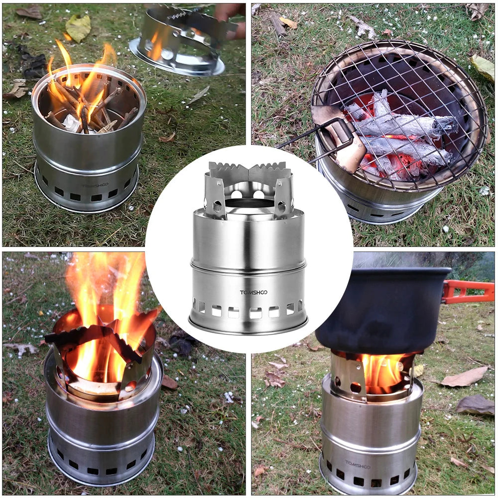Upgrade Camping Stove & Backpacking Stove Portable Folding Windproof Wood Burning Stove Camping Hiking Picnic BBQ