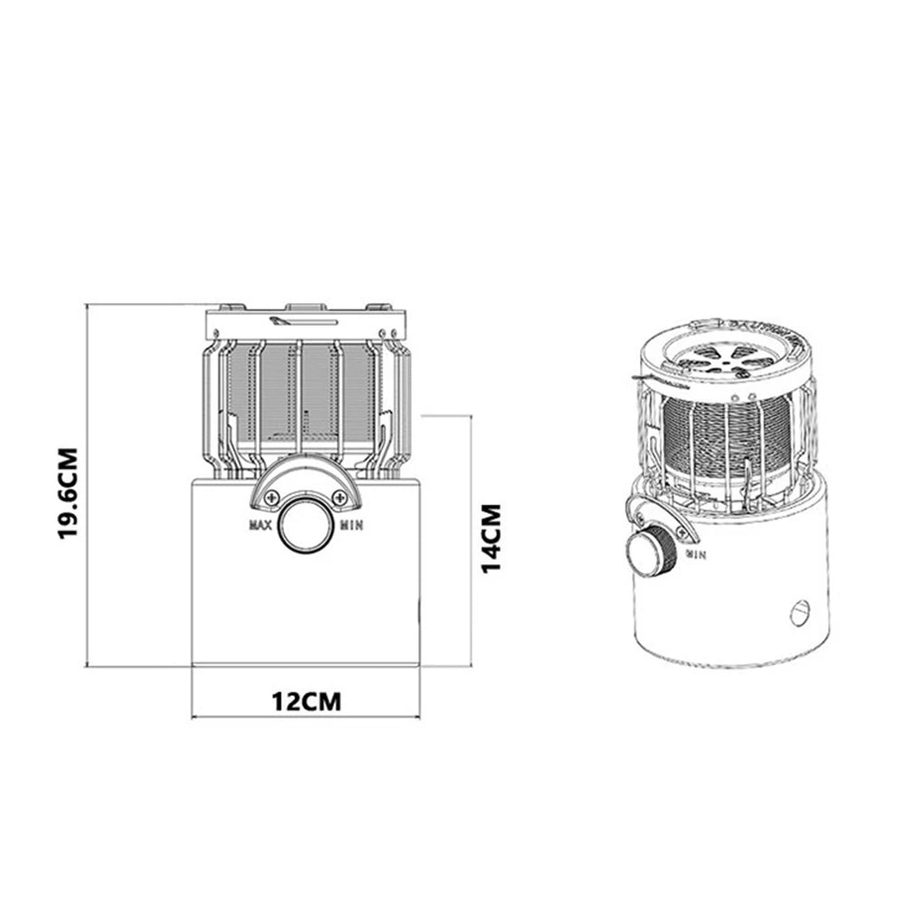 2 In 1 Camping Stove Portable 2000W Gas Tent Heater