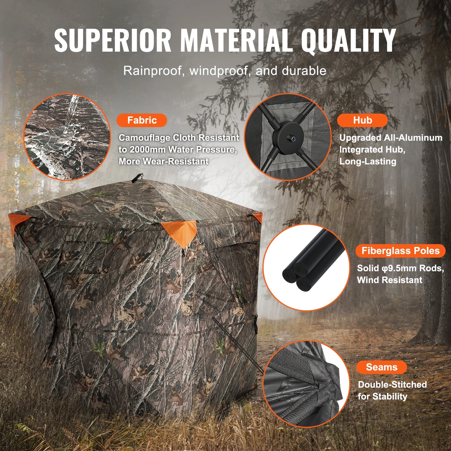 VEVOR Hunting Blind See Through Ground Blind 2 3 Person