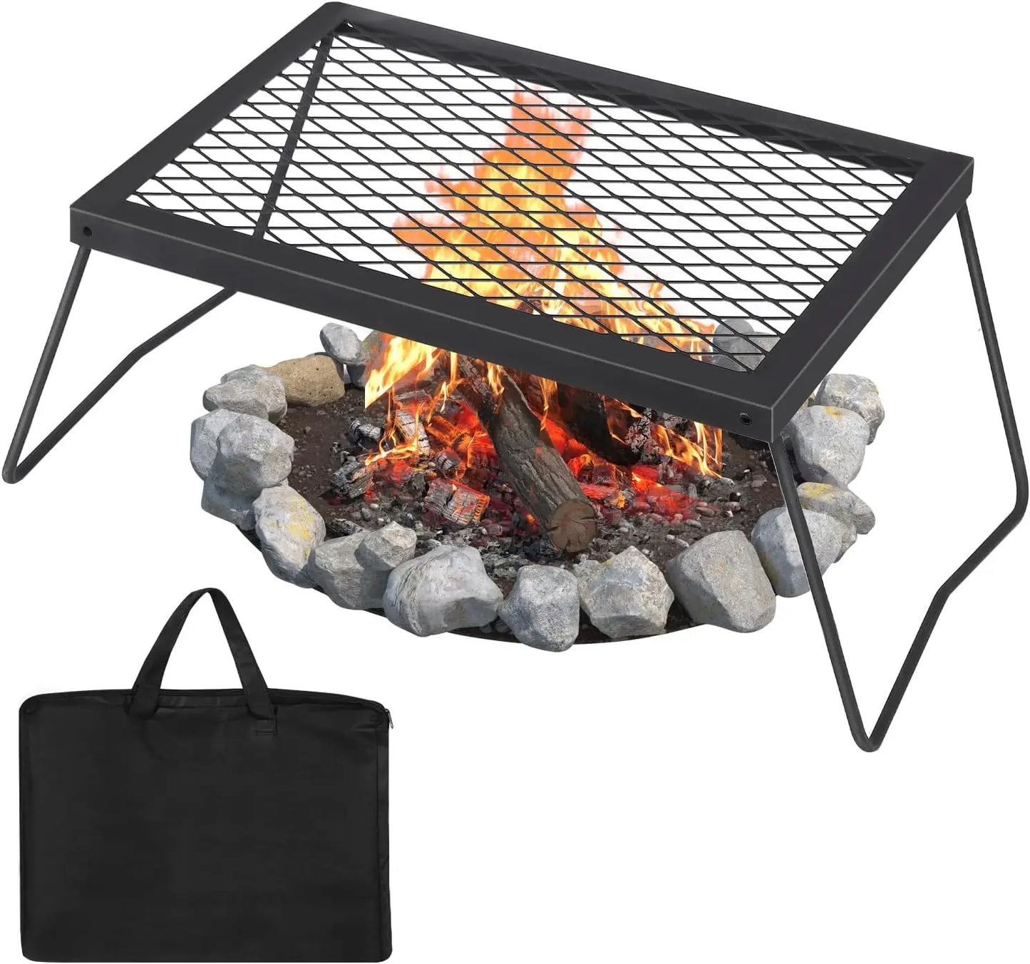 Folding Campfire Grill Heavy Duty Stainless Mesh Grate