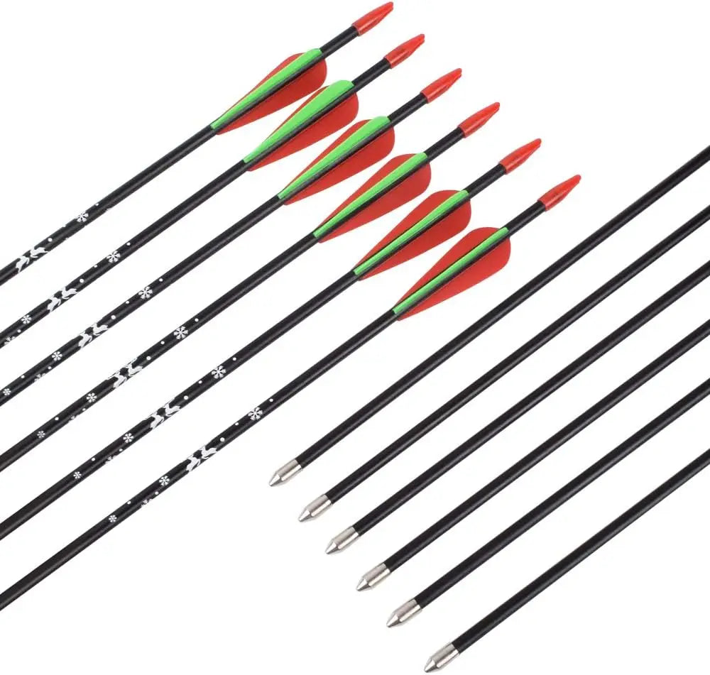 12 Fiberglass Arrows Set For Recurve Bow Practice Beginners