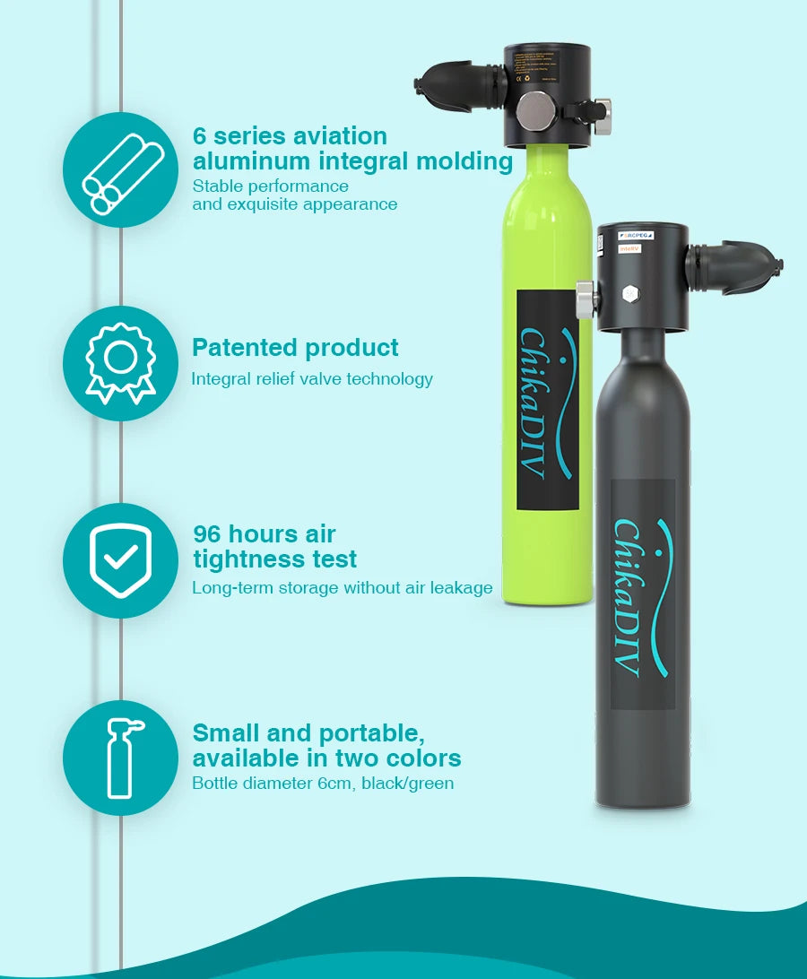 Chikadiv 0.5 Liter 3000 Psi Constant Pressure Scuba Tank