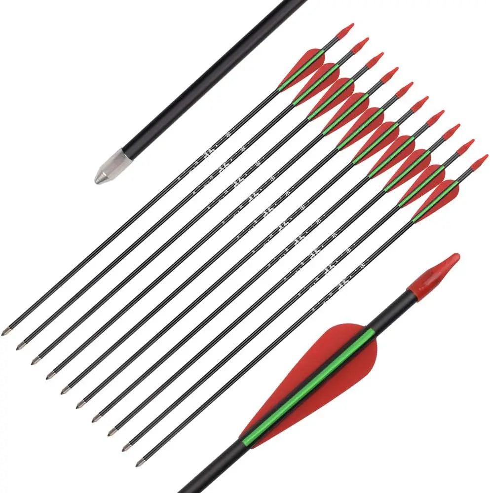 12 Fiberglass Arrows Set For Recurve Bow Practice Beginners