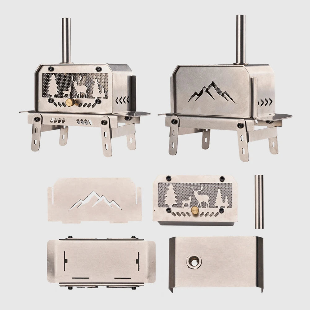 Mini Charcoal Stove Stainless Steel Camping Firewood Stove Rack Desktop Bonfire Stove Incense Burner for Picnic Home Outdoor
