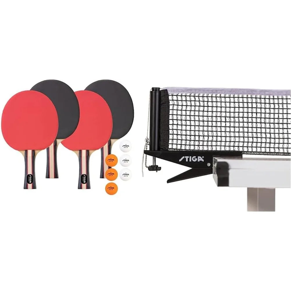 Performance 4 Player Ping Pong Paddle Set of 4 – Table Tennis Rackets, 6 – 3 Star Orange and White Balls