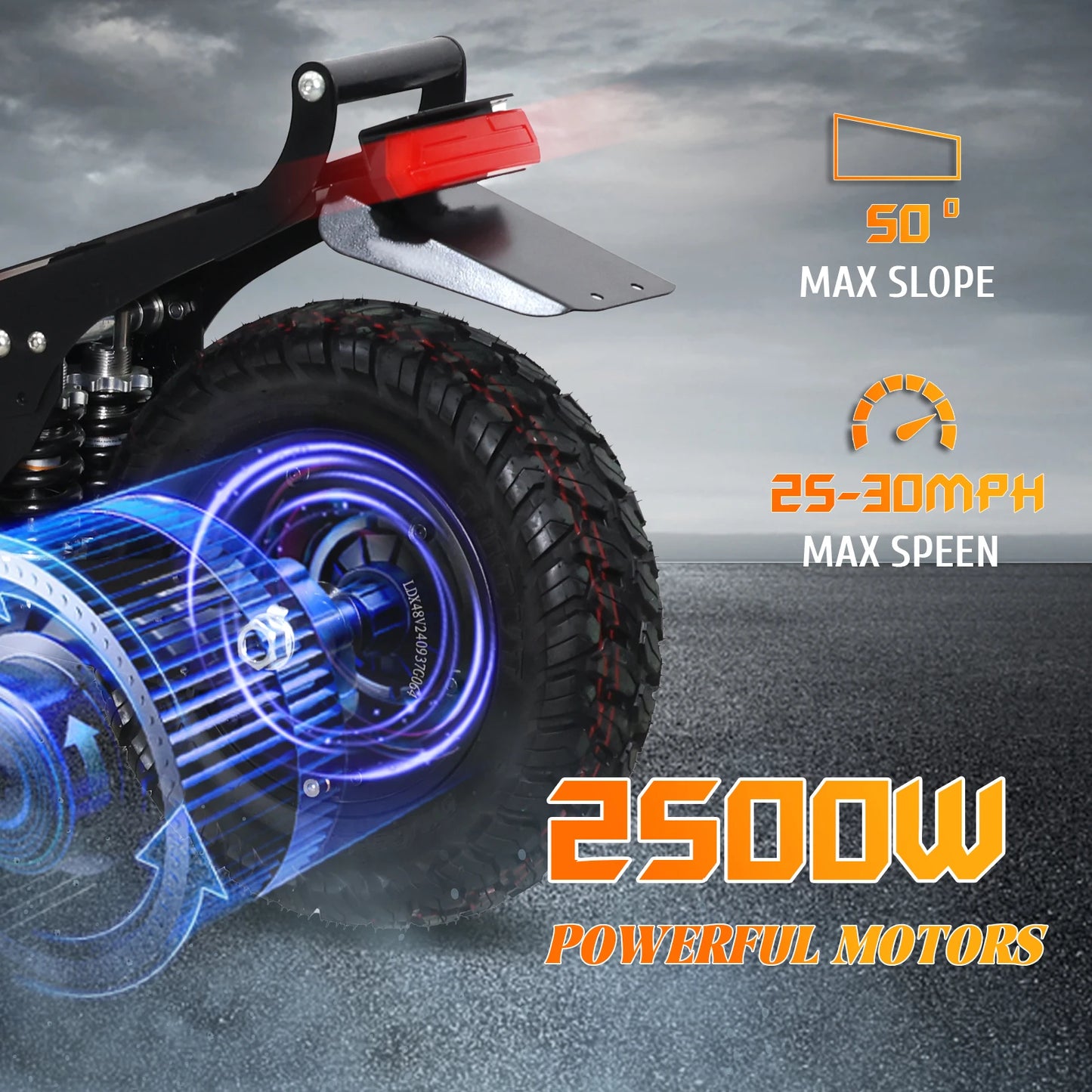 Arwibon Q30 2500W Adult Electric Scooter Single Motor Max Speed 50-60km/h, 48V16AH, 11 Inch Off Road Tire Sports Folding Electri