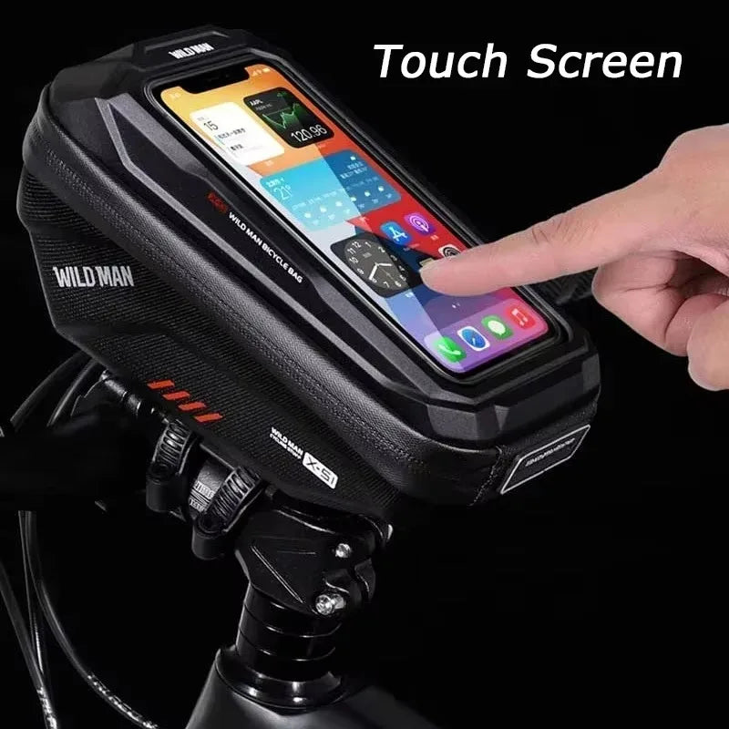 WILD MAN Rainproof Bicycle Handlebar Bag Touch Screen Cycling Phone Bag Bike Bag 7.0" Phone Case Bag Bicycle Accessories
