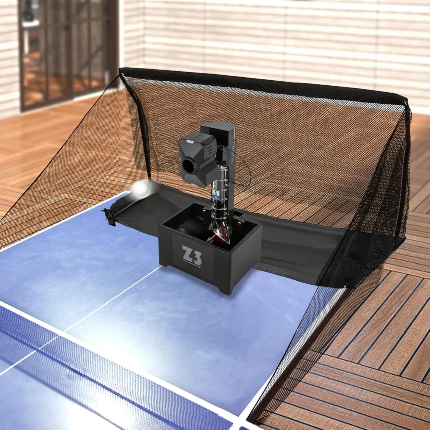 Ping Pong Ball Machine with Net and 100 Balls, Table Tennis Robot Trainer for Gyms, Schools, Training Centers 35-90 Balls/Min