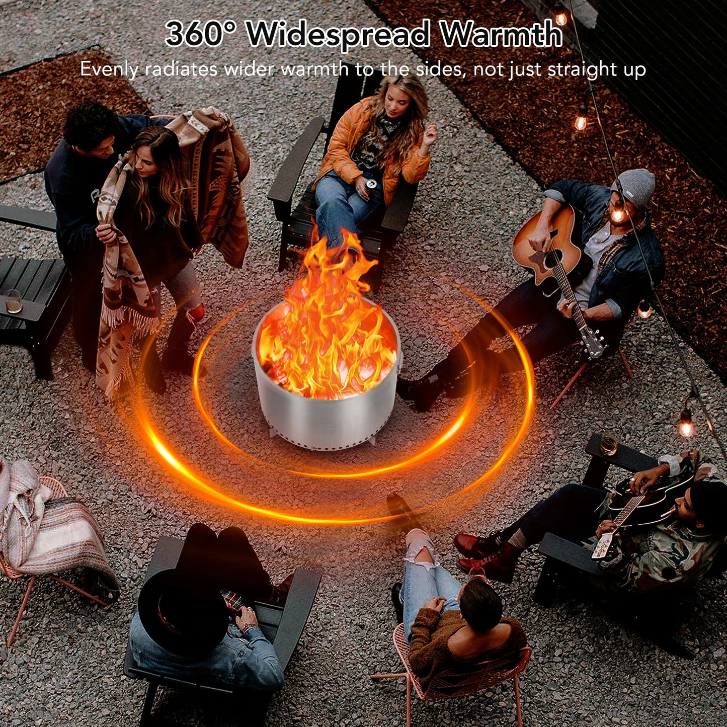 20.5 Inch Smokeless Fire Pit for Outdoor Wood Burning Portable Stainless Steel Camping Stove with Stand and Handle Unique Remova