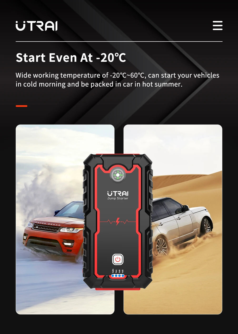 UTRAI Power Bank 2000A Jump Starter Portable Charger Car Booster 12V Auto Starting Device Emergency Car Battery Starter