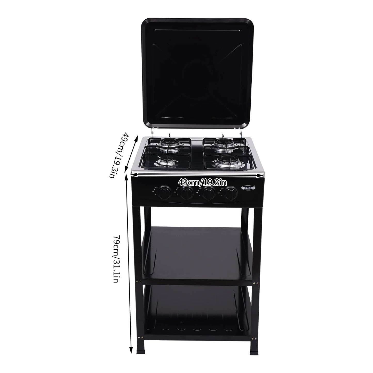 4/5 Burners Independent Control Natural Gas Stove Removable Propane Gas Stove with Cover for Outdoor Camping RV Travel