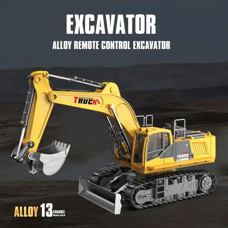 1:18 RC Spray Excavator Truck 17CH Simulation Alloy Sound Led Lights 680 Degree Rotation Vehicle Kids Toys Boys Birthday Gift