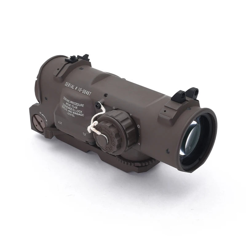 Tactical RifleScope DR 1-4x Fixed Dual Field of View Red Illumination Scope Sight with Full Markings for Airsoft and Hunting
