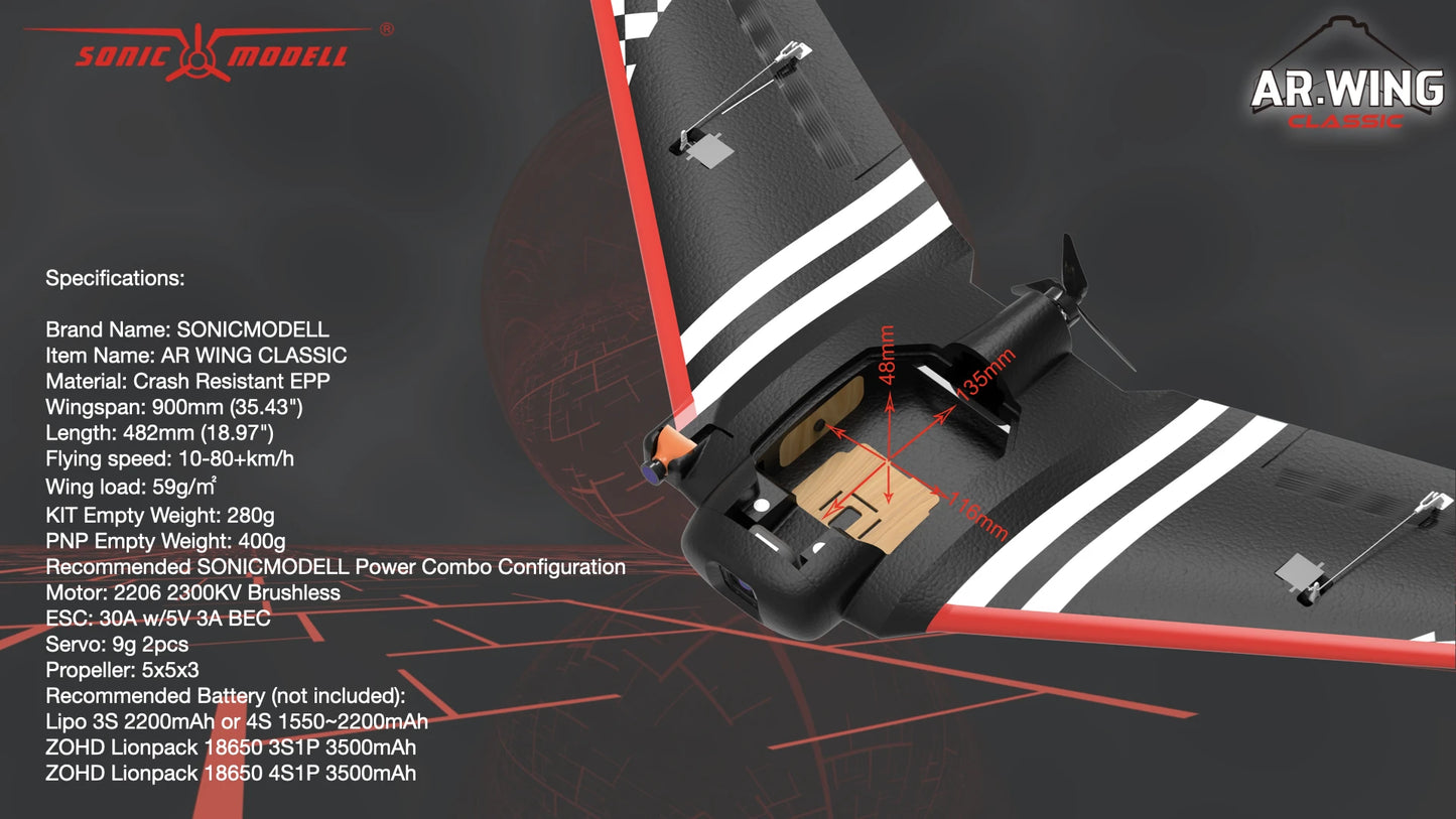 900mm Wingspan Sonicmodell AR Wing FPV Flying Wing Kit
