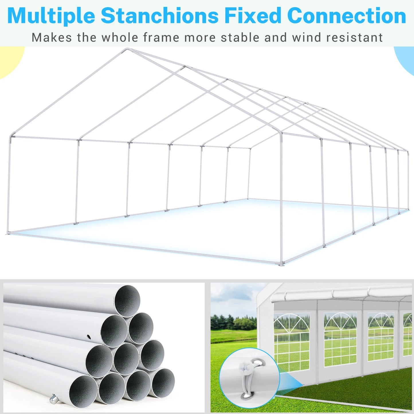 20x40 Party Tent Heavy Duty, Galvanized Wedding Tent, Event Shelter Tent For Parties, Outdoor Tent with Removable Sidewall