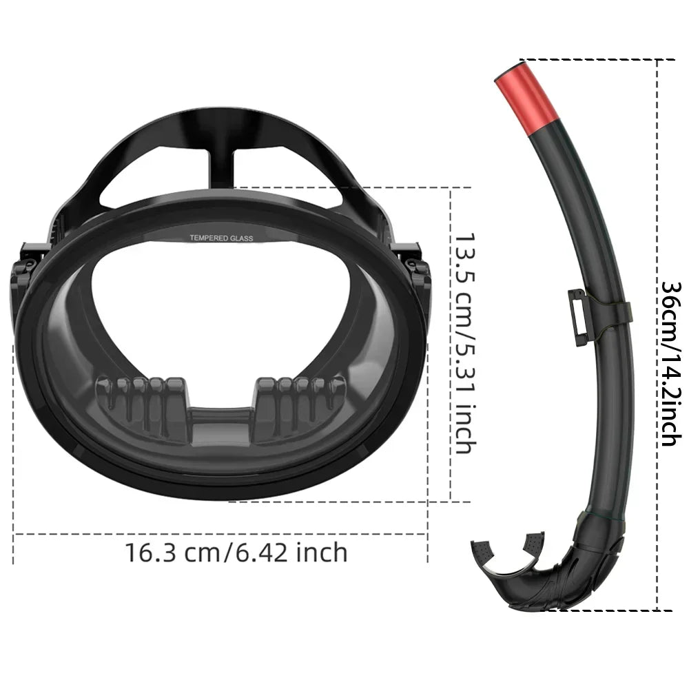 Oval Spearfishing Mask Classic Retro Panoramic View Goggles