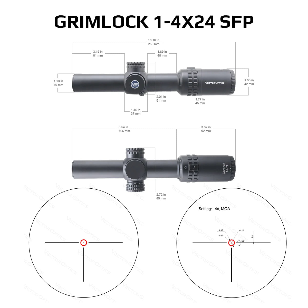 Vector Optics 1-4x24 1-6x24 SFP/FFP LPVO Riflescope For .308 30-06 AR15 Rifles&Airguns Hunting CQB 5 Years Warranty