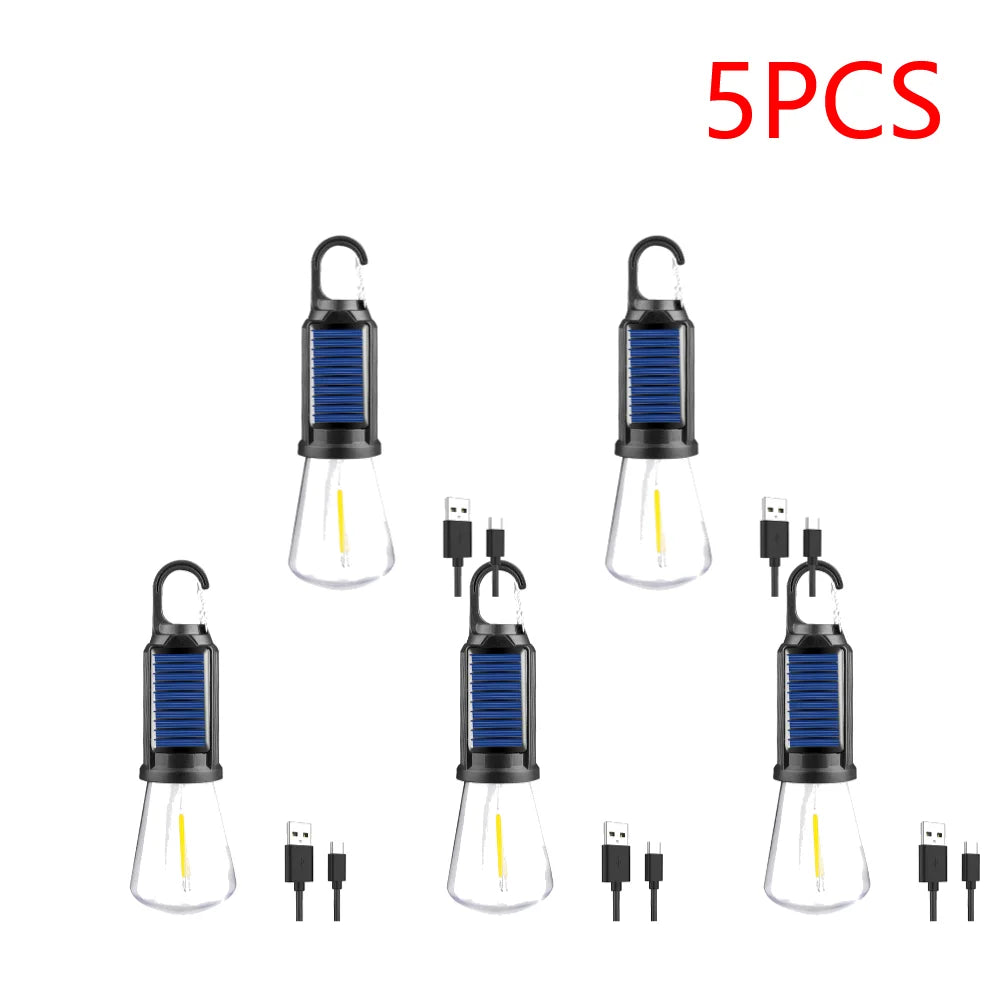 Solar Powered LED Lantern USB Charging Camping Light