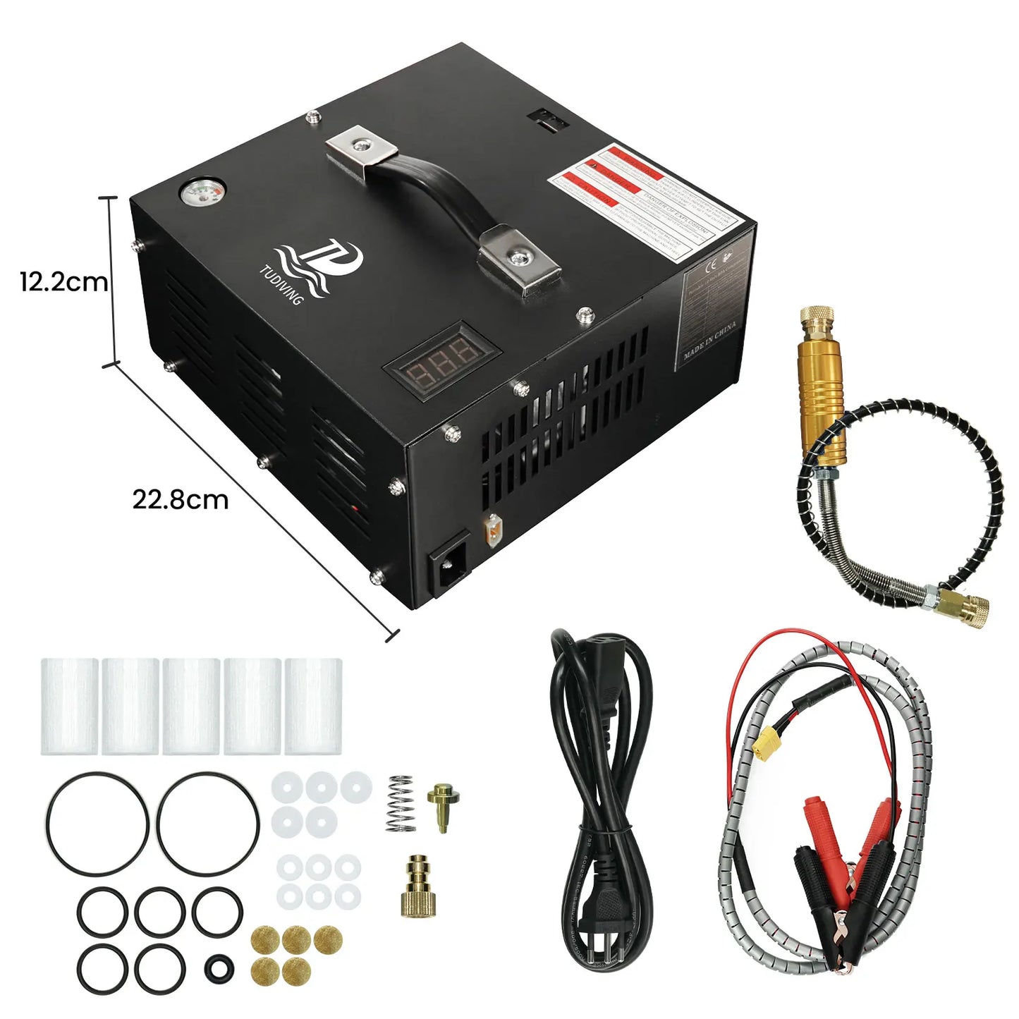 TUDIVING 4500Psi PCP Air Compressor High 12V Car Pump Tank