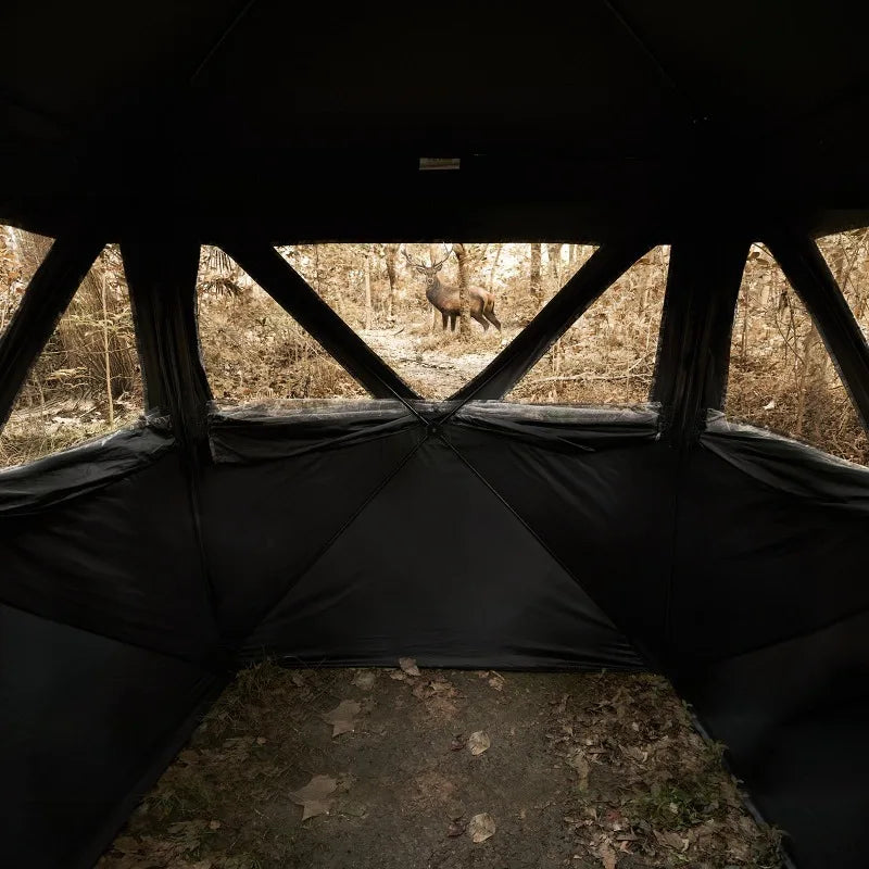 Hunting Blind, 270° See Through Ground Blind, 1-2 Person Pop Up Deer Blind for Hunting with Carrying Bag, Portable Resilient